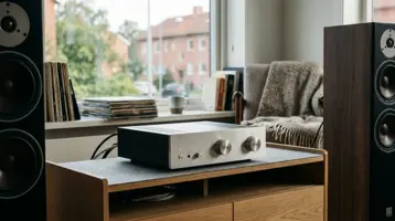 Stereoforsterker illustrert som forsterkere hos Hifivalg
