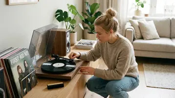 Nybegynner illustrert som platespillere hos Hifivalg