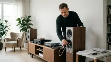 Stereoanlegg oppsett illustrert som guider hos Hifivalg