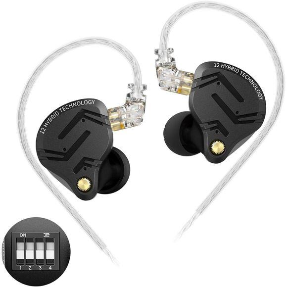 KZ ZS12 Pro X med metallhus, kabel og fire justeringsbrytere