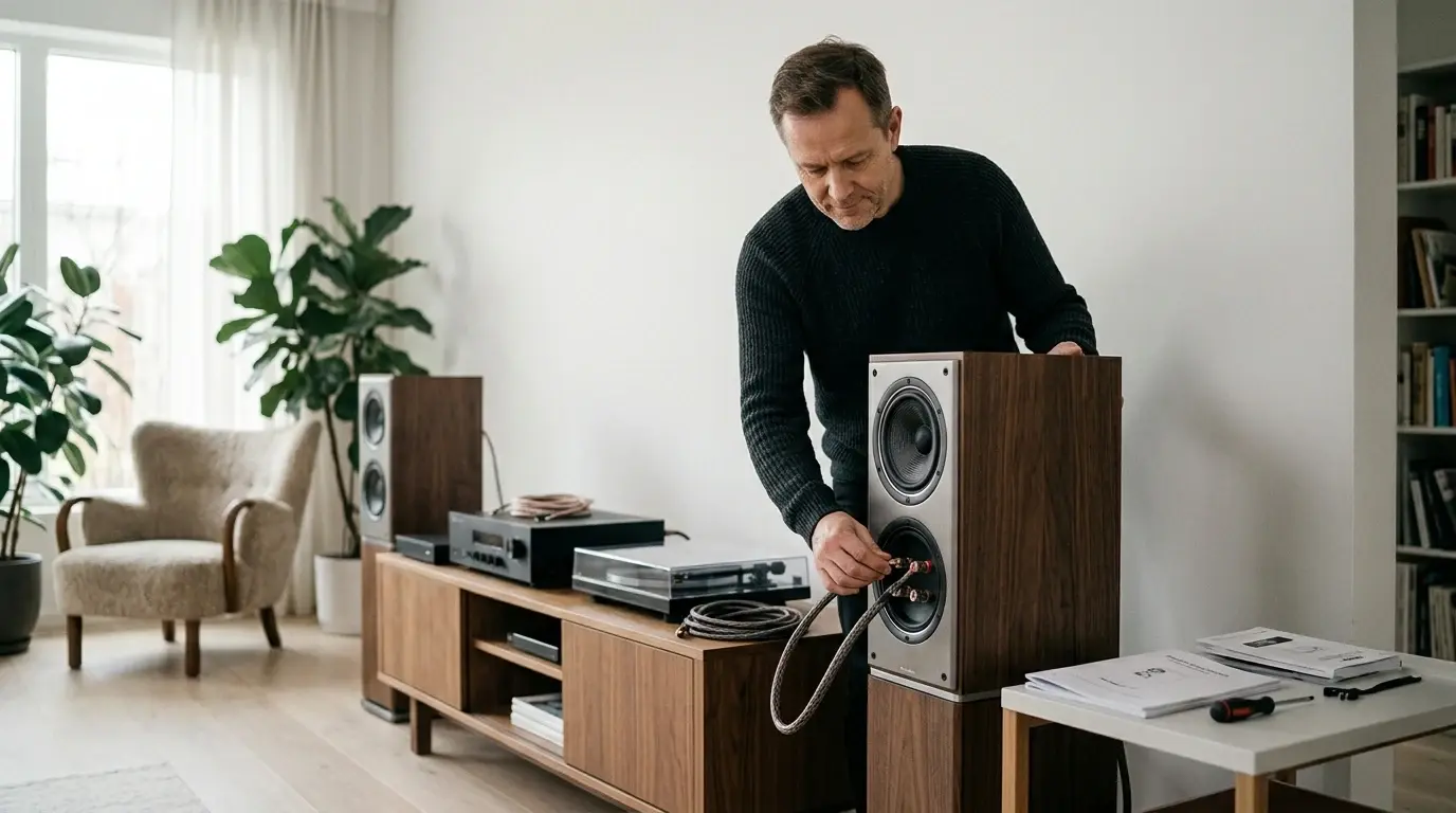 Stereoanlegg oppsett illustrert som guider hos Hifivalg